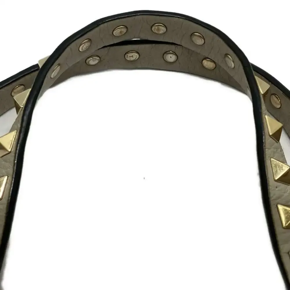 Valentino Garavani Rock Studs 2-Way Bag Handbag Gray Gold Leather Hardware